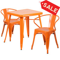 Flash Furniture CH-31330-2-70-OR-GG Metal Table Set in Orange